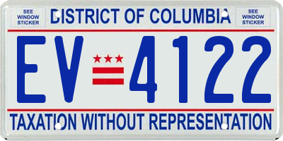 DC license plate EV4122