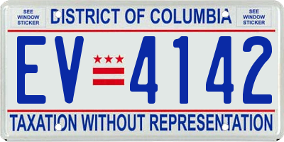 DC license plate EV4142
