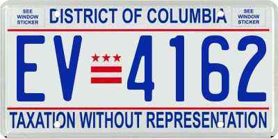 DC license plate EV4162