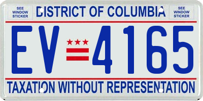 DC license plate EV4165