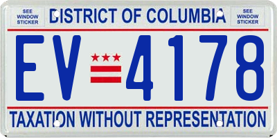 DC license plate EV4178