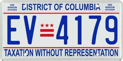 DC license plate EV4179
