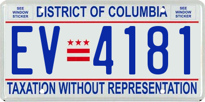 DC license plate EV4181
