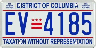 DC license plate EV4185