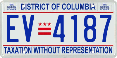 DC license plate EV4187