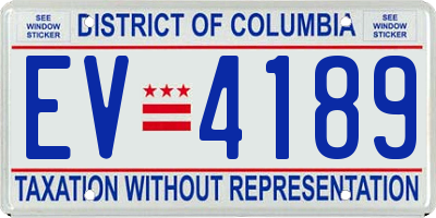 DC license plate EV4189