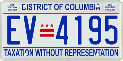 DC license plate EV4195