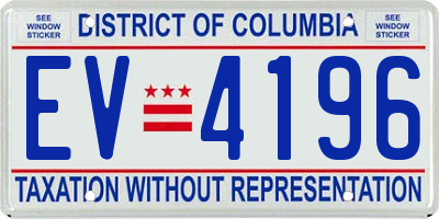 DC license plate EV4196