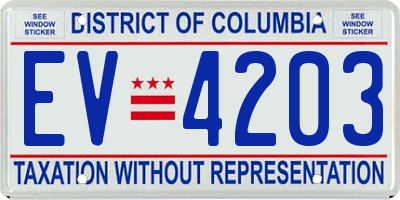 DC license plate EV4203