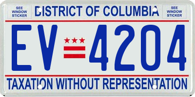 DC license plate EV4204