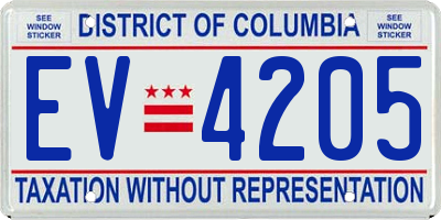 DC license plate EV4205