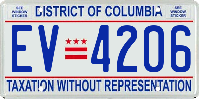 DC license plate EV4206