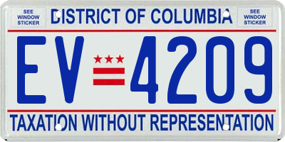 DC license plate EV4209