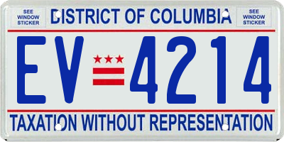 DC license plate EV4214