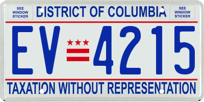 DC license plate EV4215