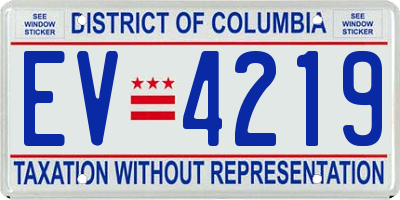 DC license plate EV4219