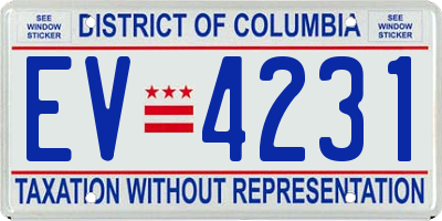 DC license plate EV4231