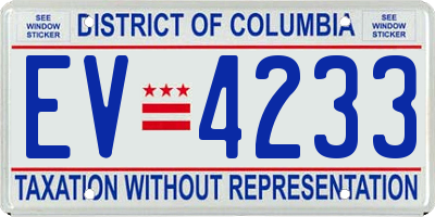 DC license plate EV4233