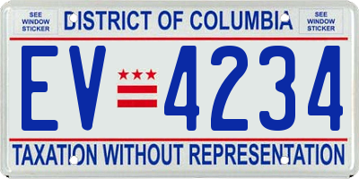 DC license plate EV4234