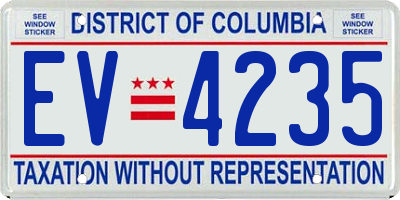 DC license plate EV4235
