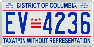 DC license plate EV4236