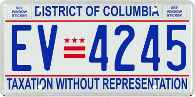 DC license plate EV4245