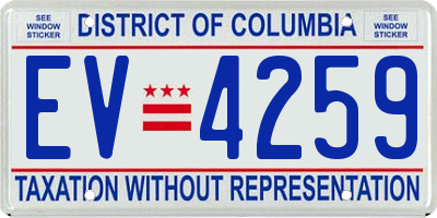 DC license plate EV4259