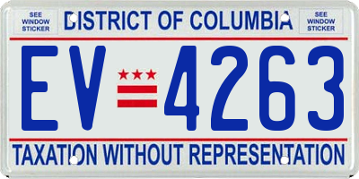 DC license plate EV4263