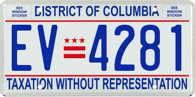 DC license plate EV4281