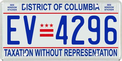 DC license plate EV4296