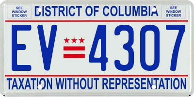 DC license plate EV4307