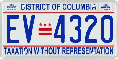 DC license plate EV4320