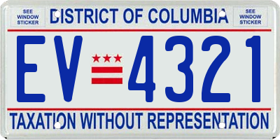 DC license plate EV4321