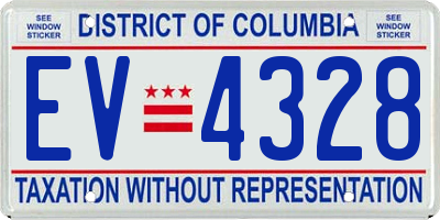 DC license plate EV4328