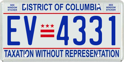 DC license plate EV4331