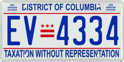 DC license plate EV4334