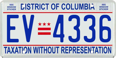 DC license plate EV4336