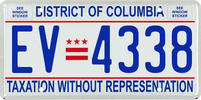 DC license plate EV4338