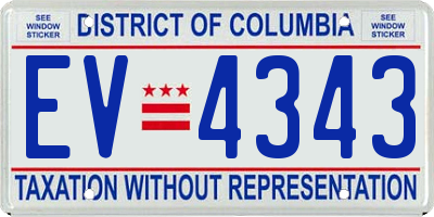 DC license plate EV4343