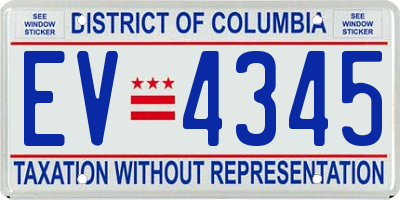 DC license plate EV4345