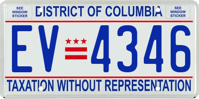 DC license plate EV4346