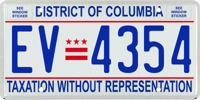 DC license plate EV4354