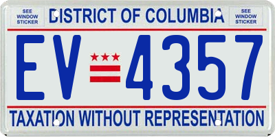 DC license plate EV4357