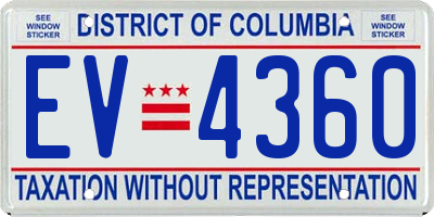 DC license plate EV4360