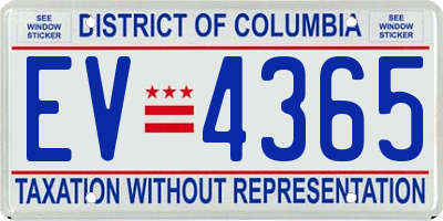 DC license plate EV4365