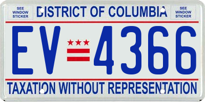 DC license plate EV4366