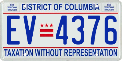 DC license plate EV4376