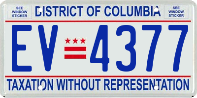 DC license plate EV4377