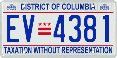 DC license plate EV4381