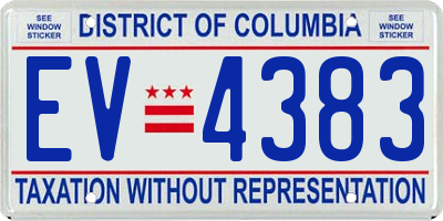 DC license plate EV4383